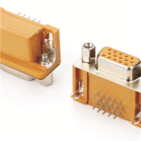 D-SUB连接器 15母 土黄直锁 全雾锡