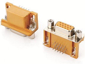 D-SUB连接器 15母 土黄直锁 全雾锡
